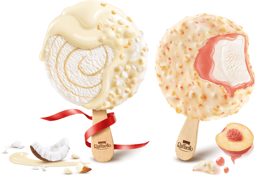 Raffaello Eis und Raffaello Triple Experience Himbeere