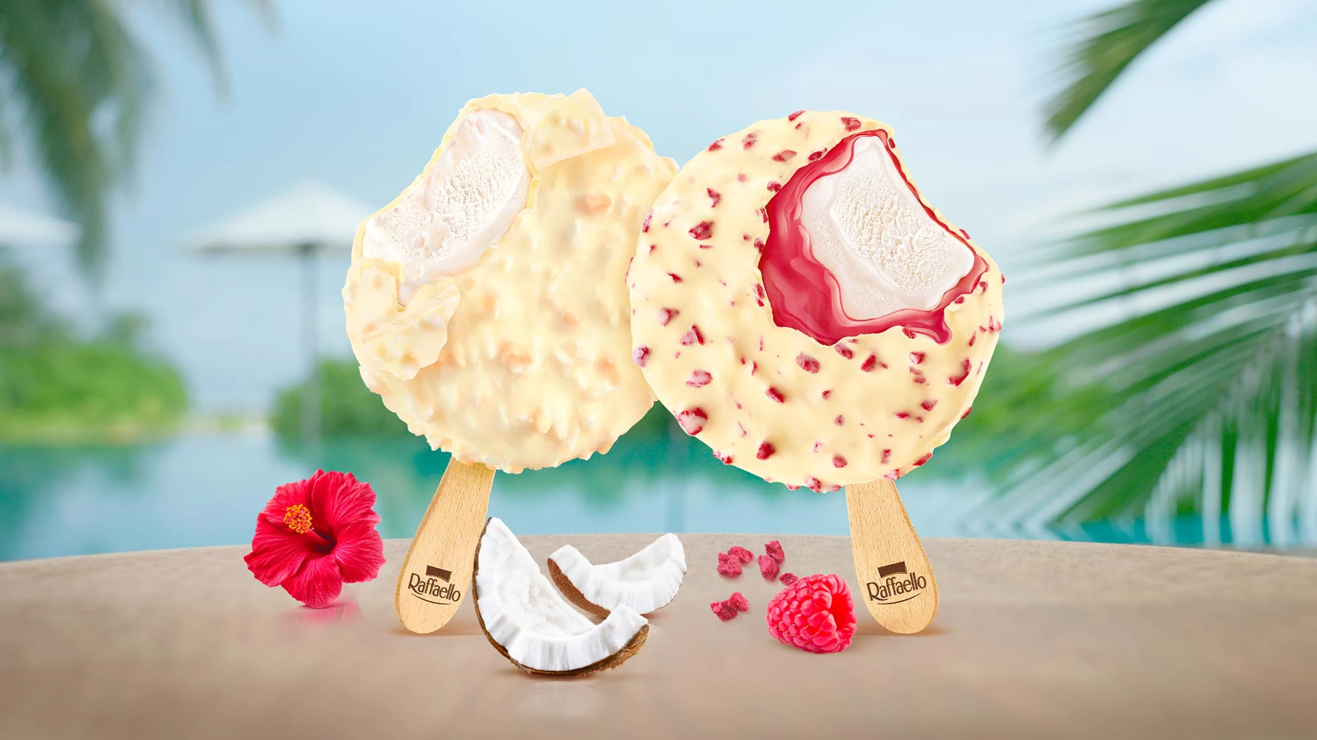 Raffaello Eis und Raffaello Triple Experience Himbeere