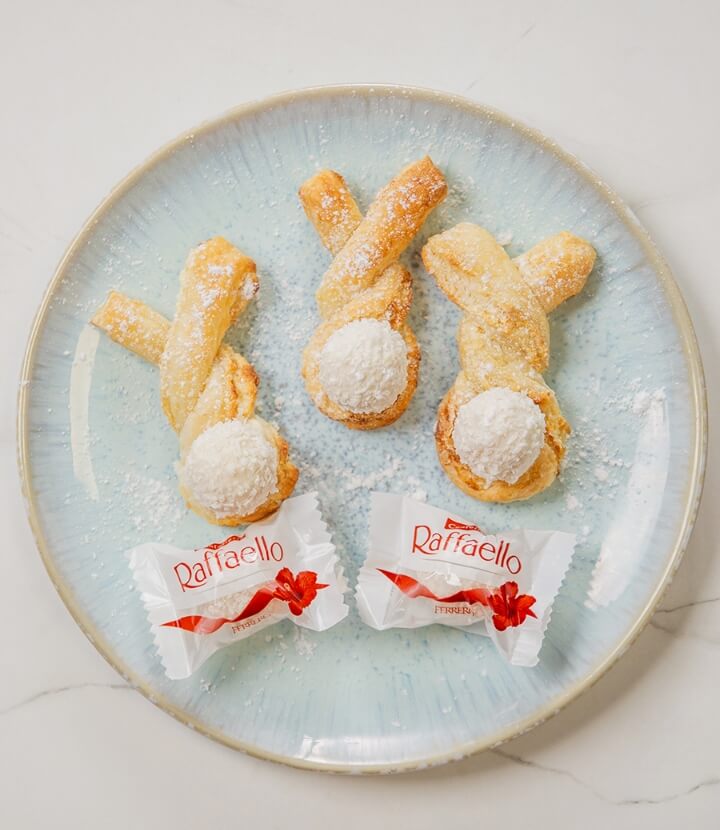 Kokos-Blätterteig-Häschen mit Raffaello